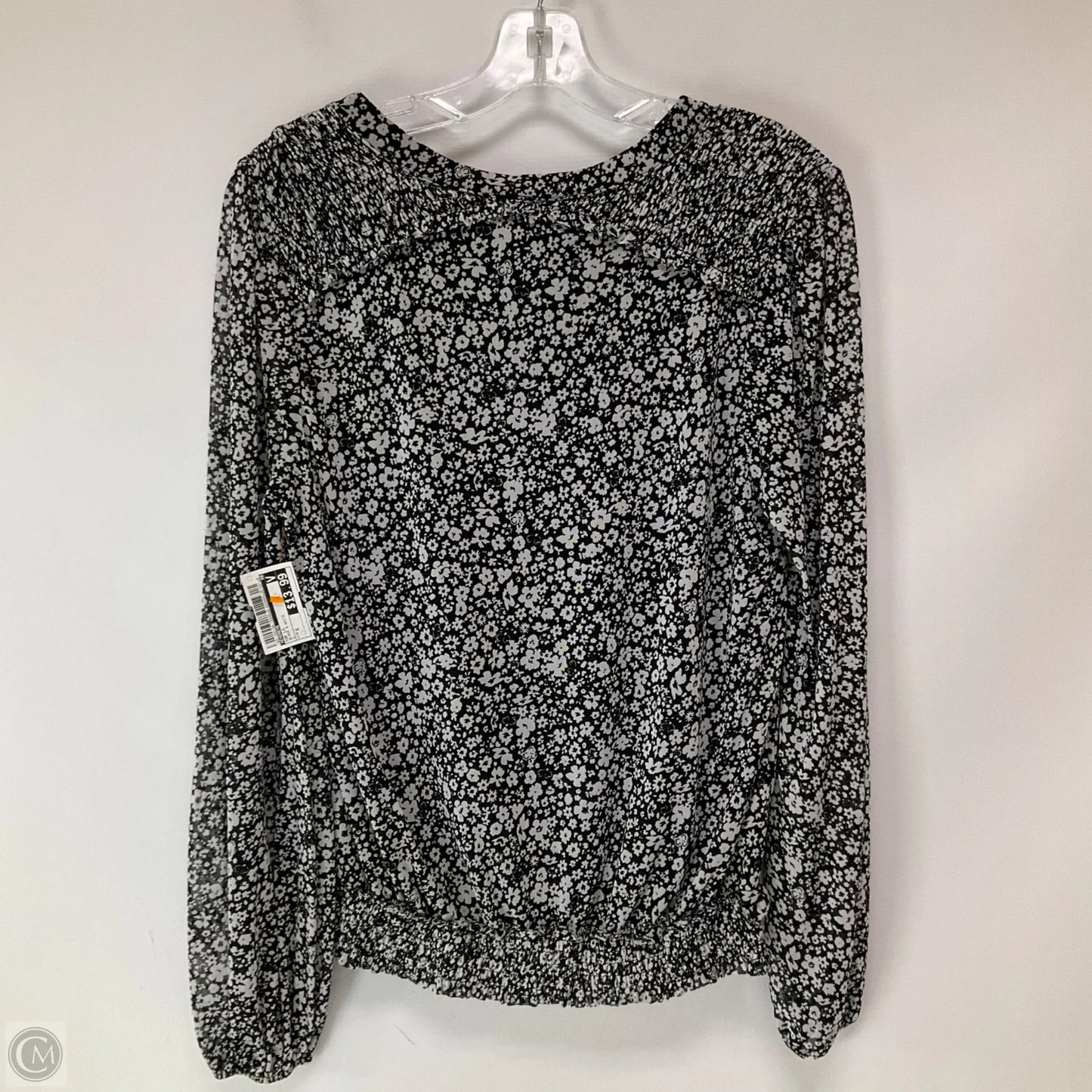 Top Long Sleeve By Evereve In Black & White, Size: S