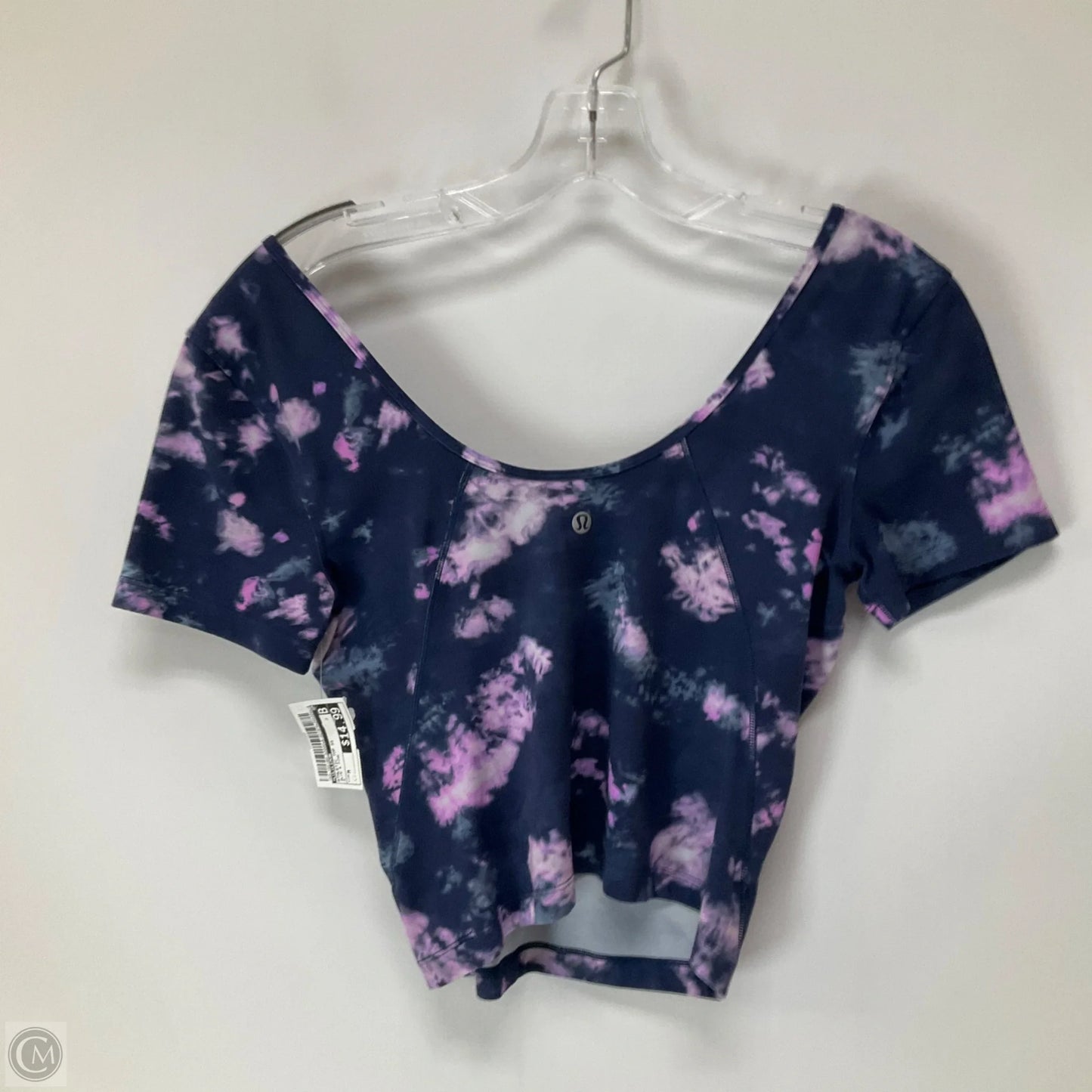 Athletic Top Short Sleeve By Lululemon In Blue & Pink, Size: M