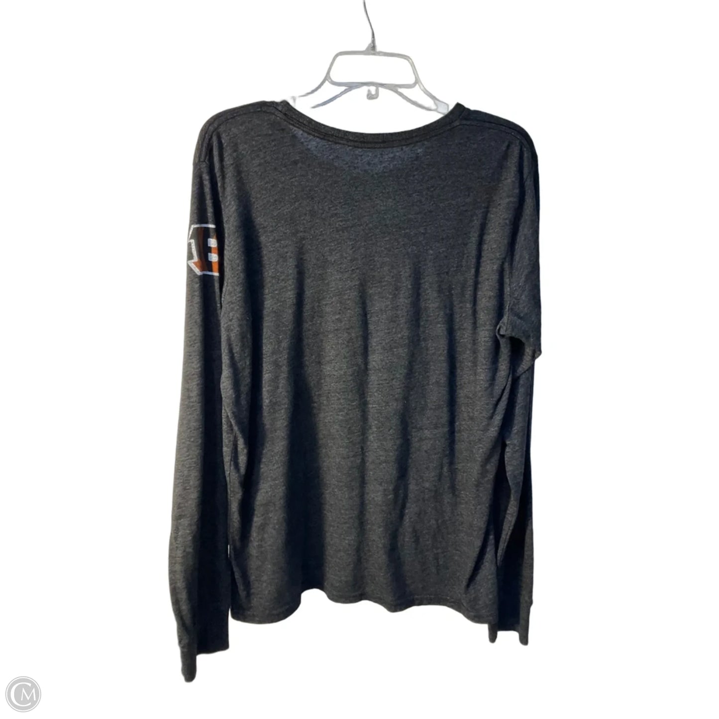 Athletic Top Long Sleeve Crewneck By Majestic In Grey & Orange, Size: L