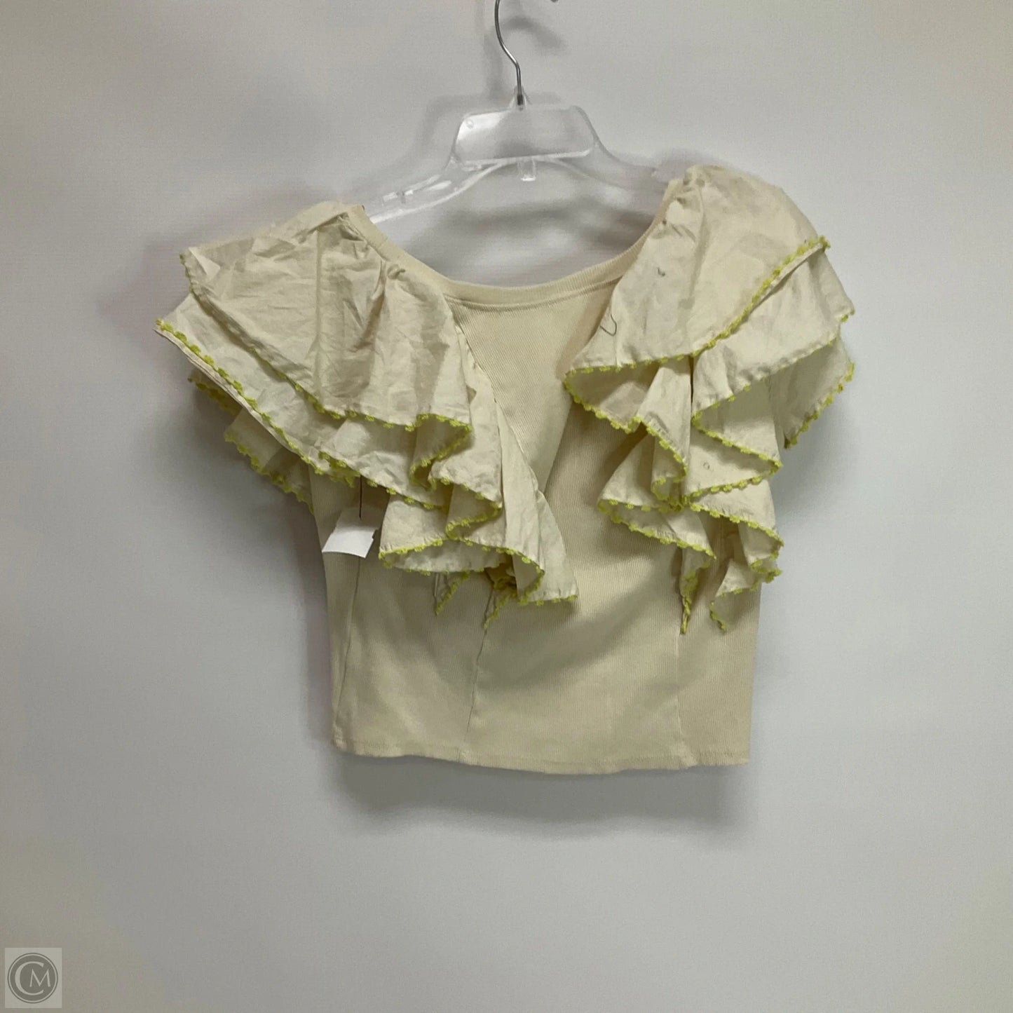 Top Short Sleeve By Anthropologie In Tan, Size: M