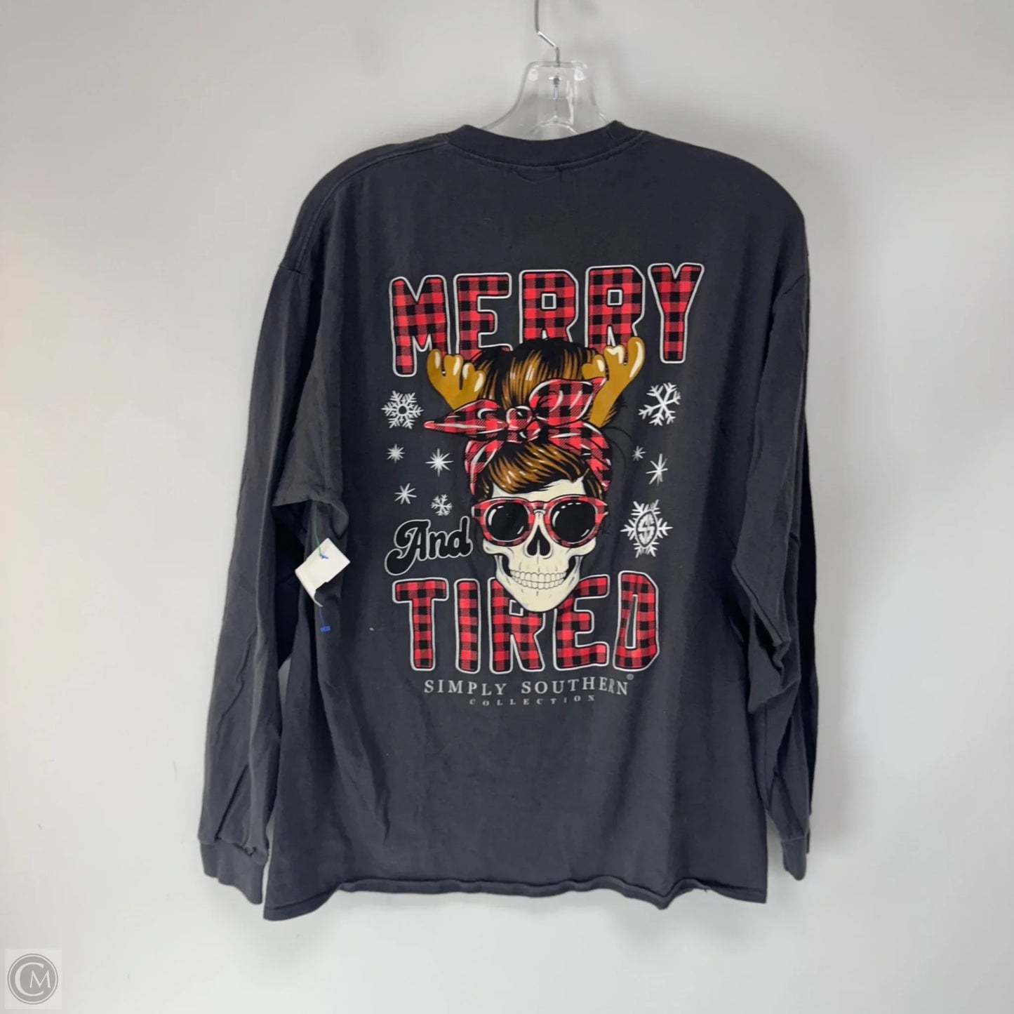 Top Long Sleeve By Simply Southern In Grey, Size: L