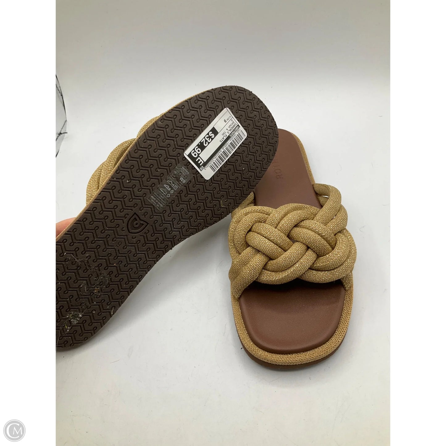 Sandals Flats By Rothys In Brown & Tan, Size: 9