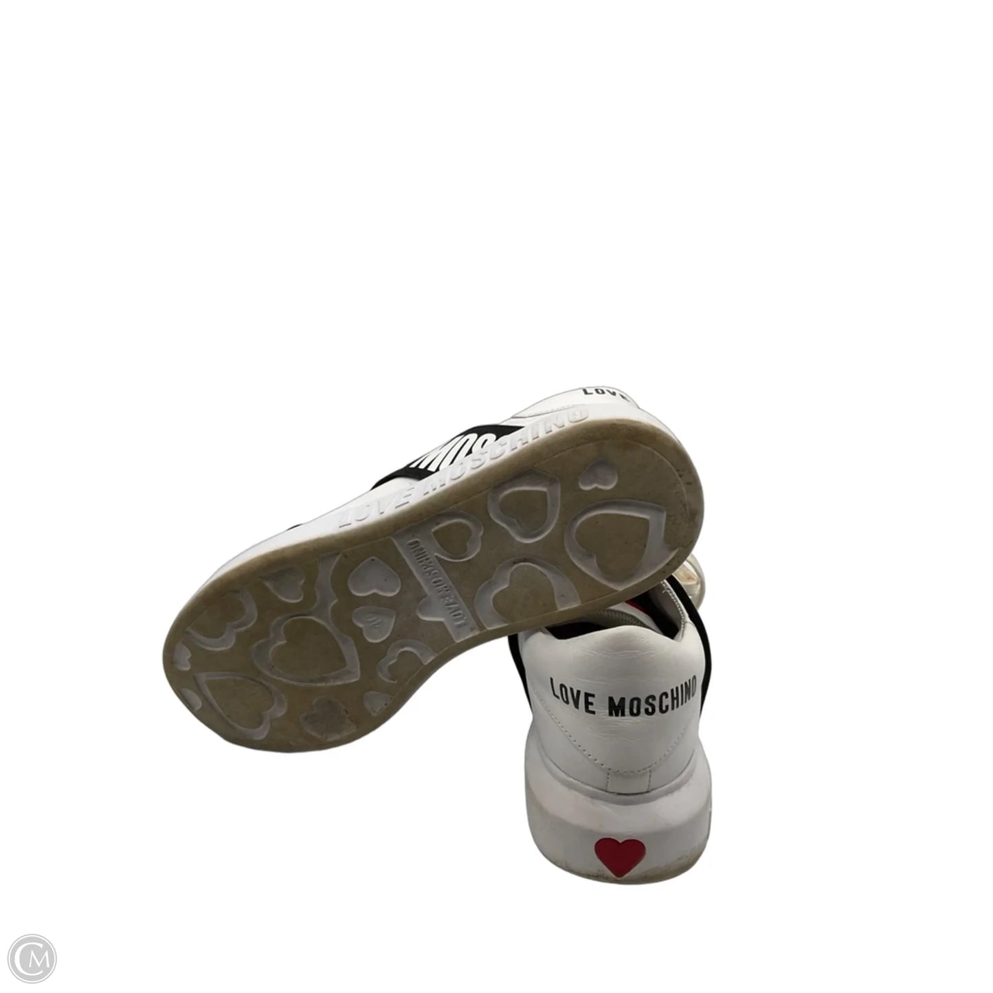 Shoes Luxury Designer By Moschino In Black & White, Size: 10