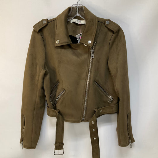 Jacket Moto By Zara Basic In Brown, Size: M