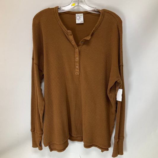 Top Long Sleeve By Aerie In Brown, Size: M