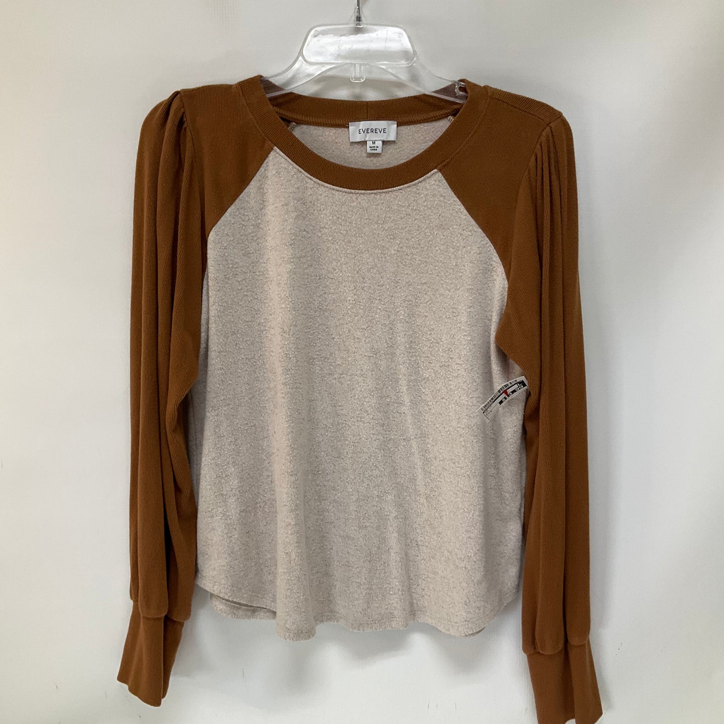 Top Long Sleeve By Evereve In Tan, Size: M