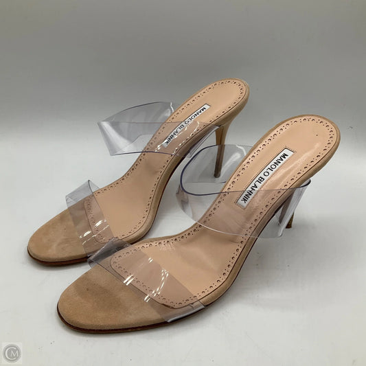 Shoes Luxury Designer By Manolo Blahnik In Tan, Size: 9
