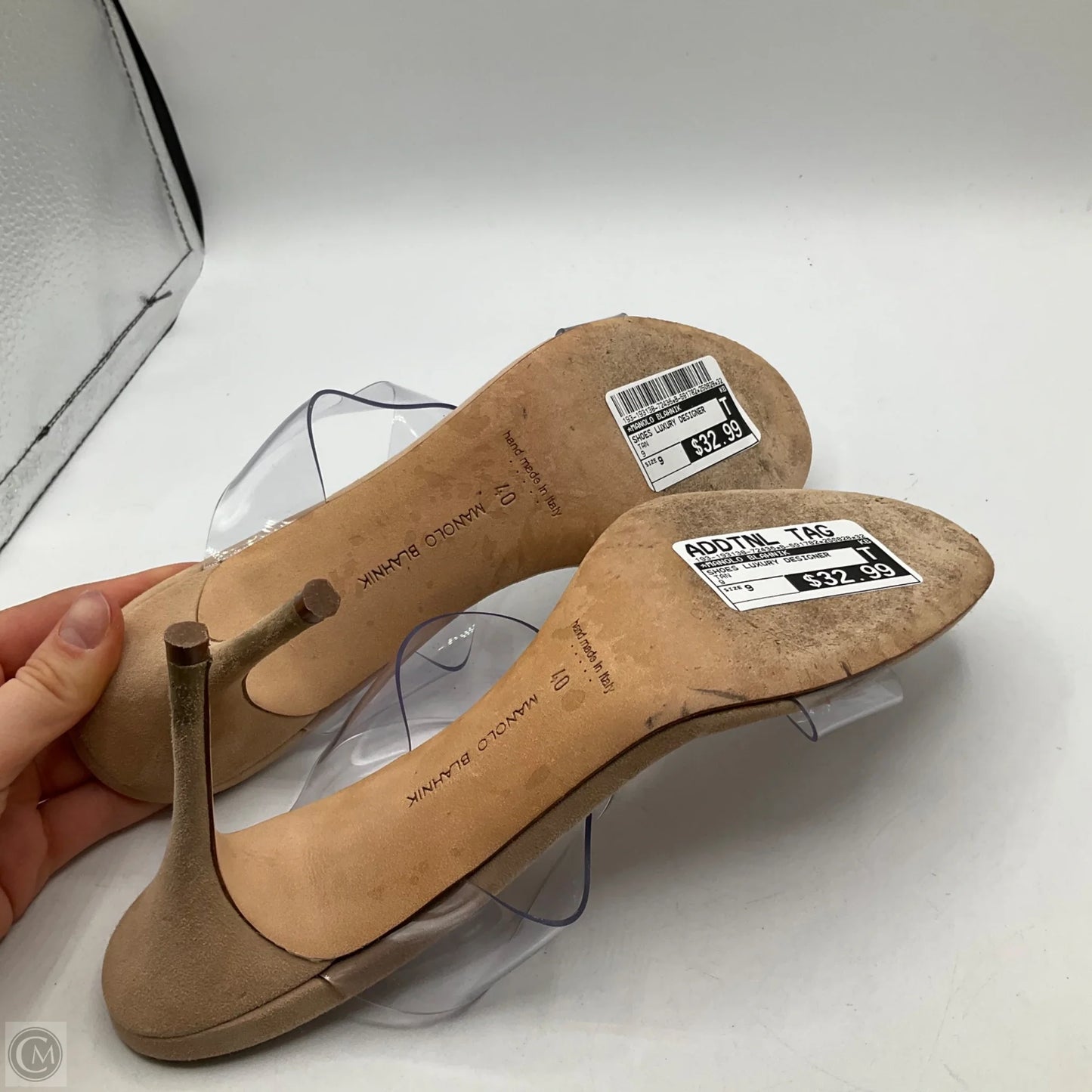 Shoes Luxury Designer By Manolo Blahnik In Tan, Size: 9