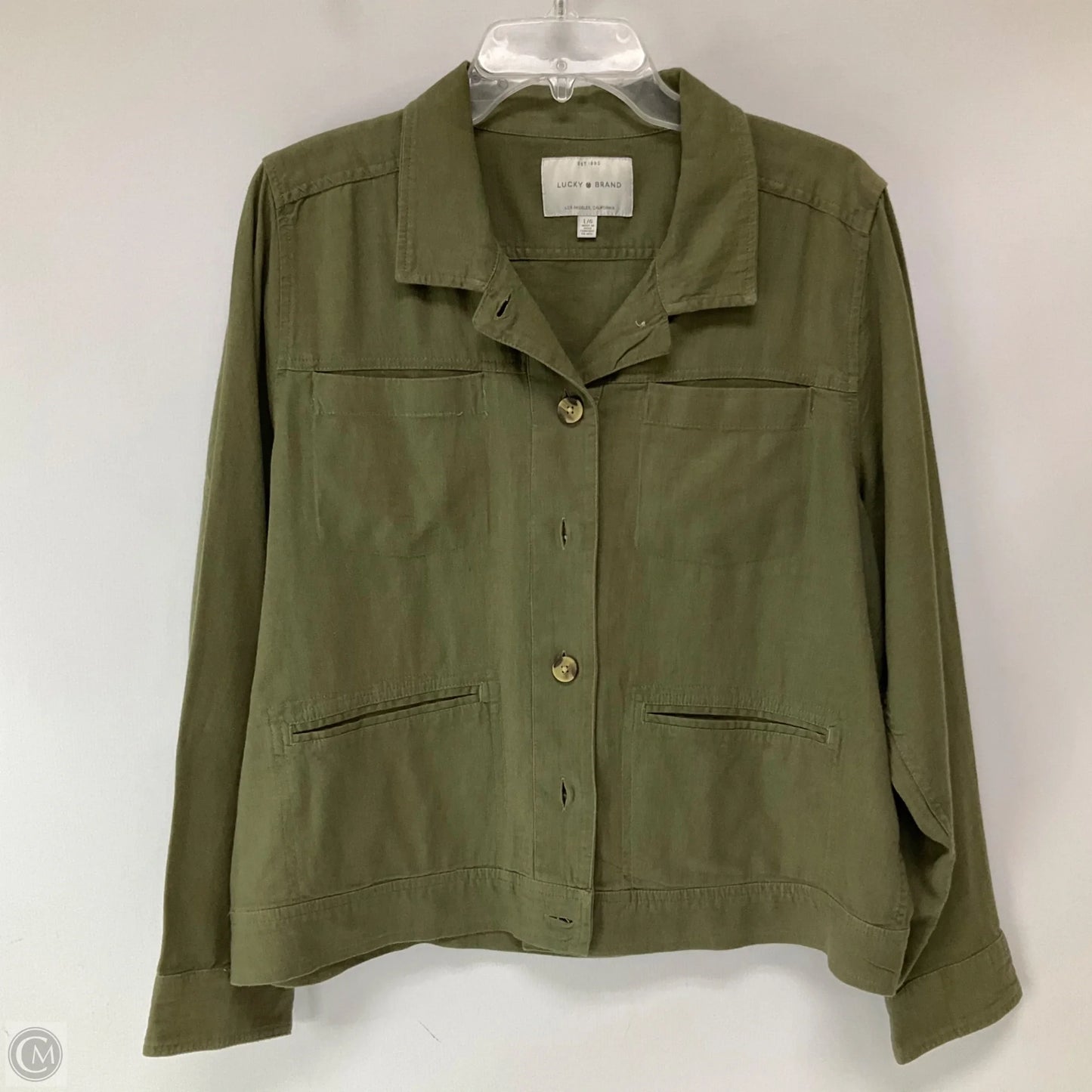 Jacket Shirt By Lucky Brand In Green, Size: L