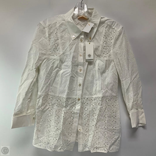 Top Long Sleeve Designer By Tory Burch In White, Size: M