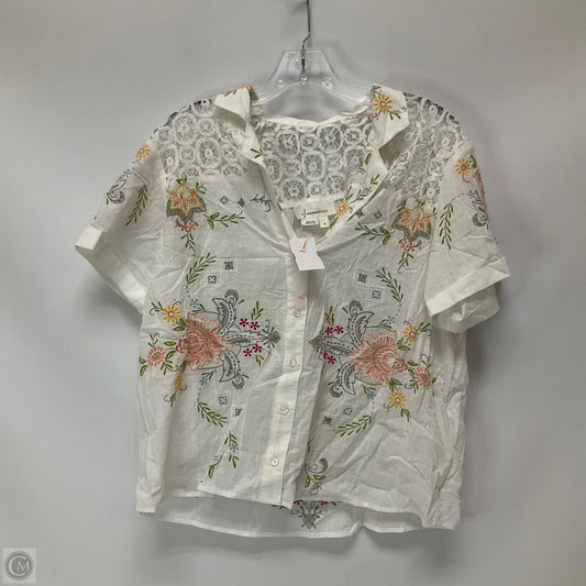 Top Short Sleeve By Anthropologie In White, Size: M