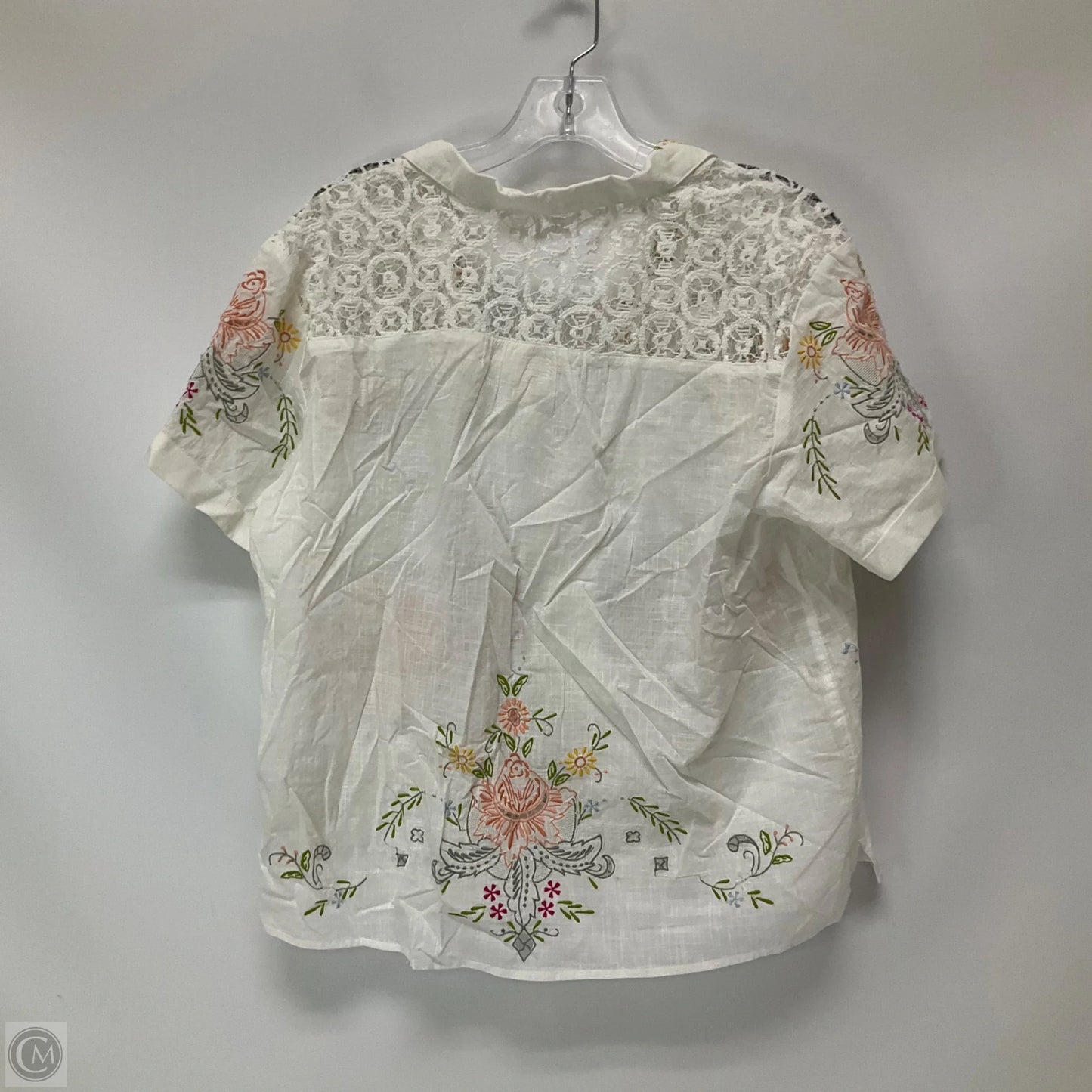 Top Short Sleeve By Anthropologie In White, Size: M