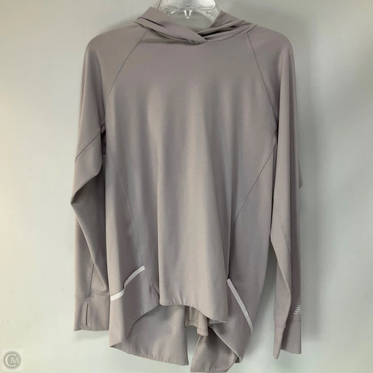 Athletic Top Long Sleeve Hoodie By New Balance In Grey, Size: M