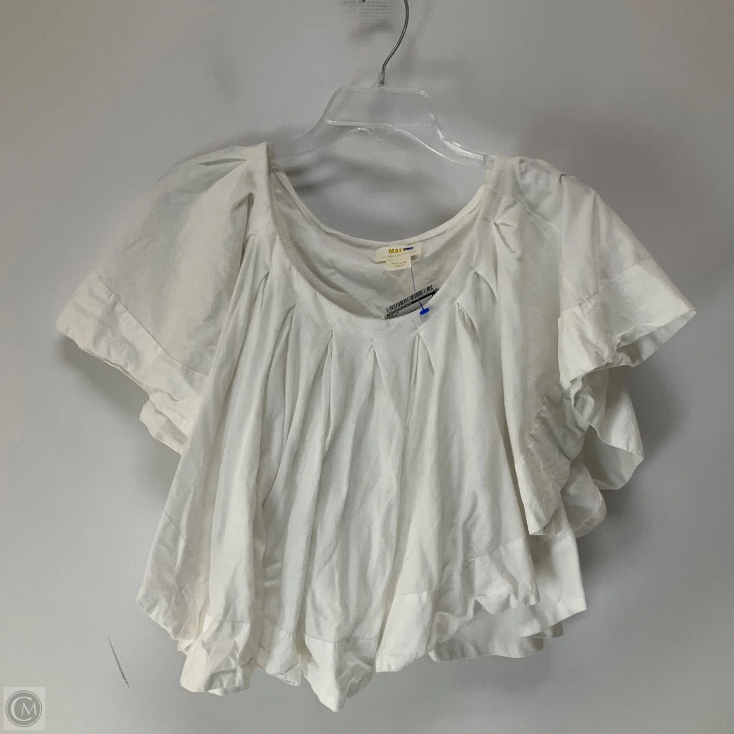 Top Short Sleeve By Anthropologie In White, Size: M