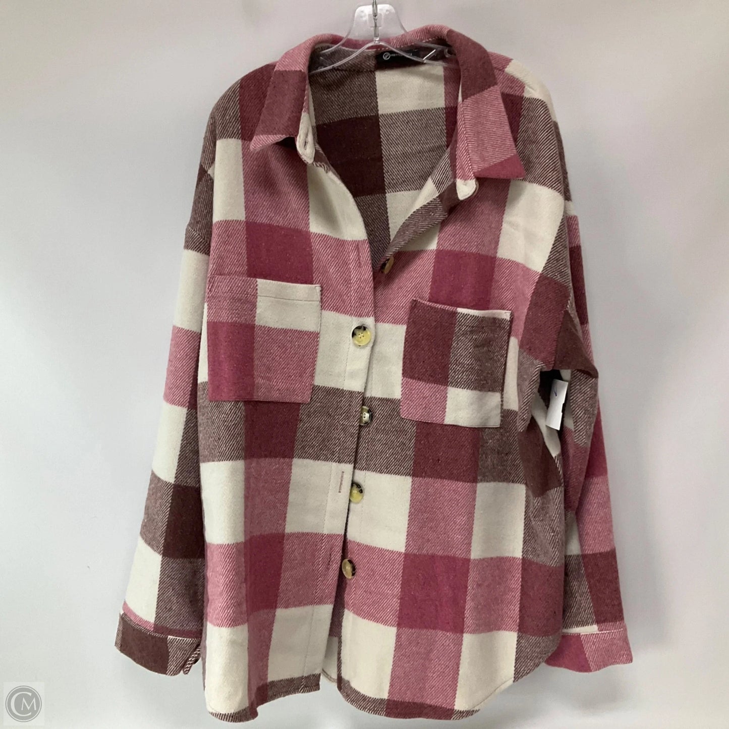 Jacket Shirt By Prettygarden In Pink, Size: 2x