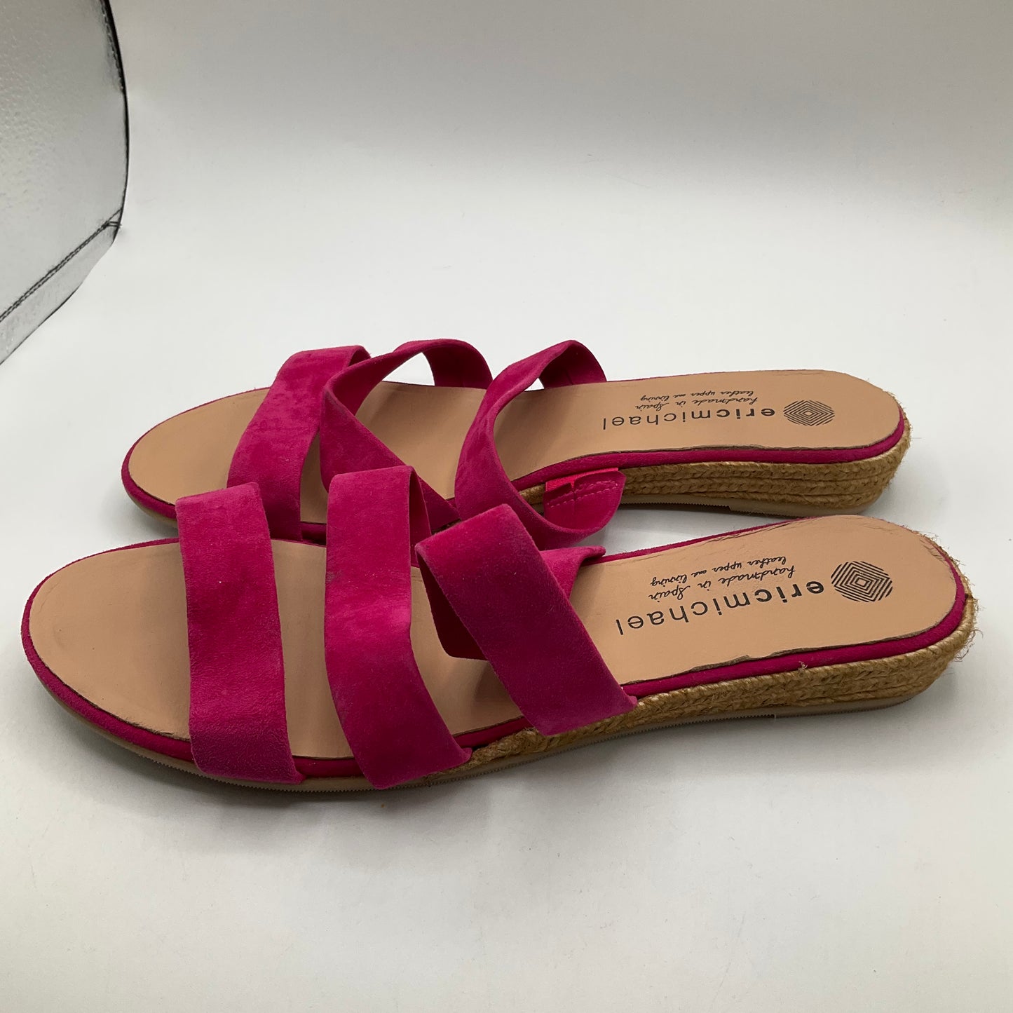 Pink Sandals Flats Eric Michael London, Size 11