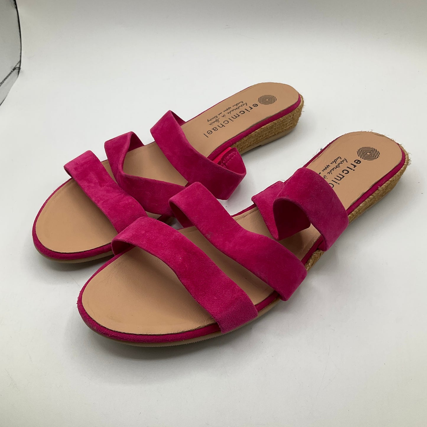 Pink Sandals Flats Eric Michael London, Size 11