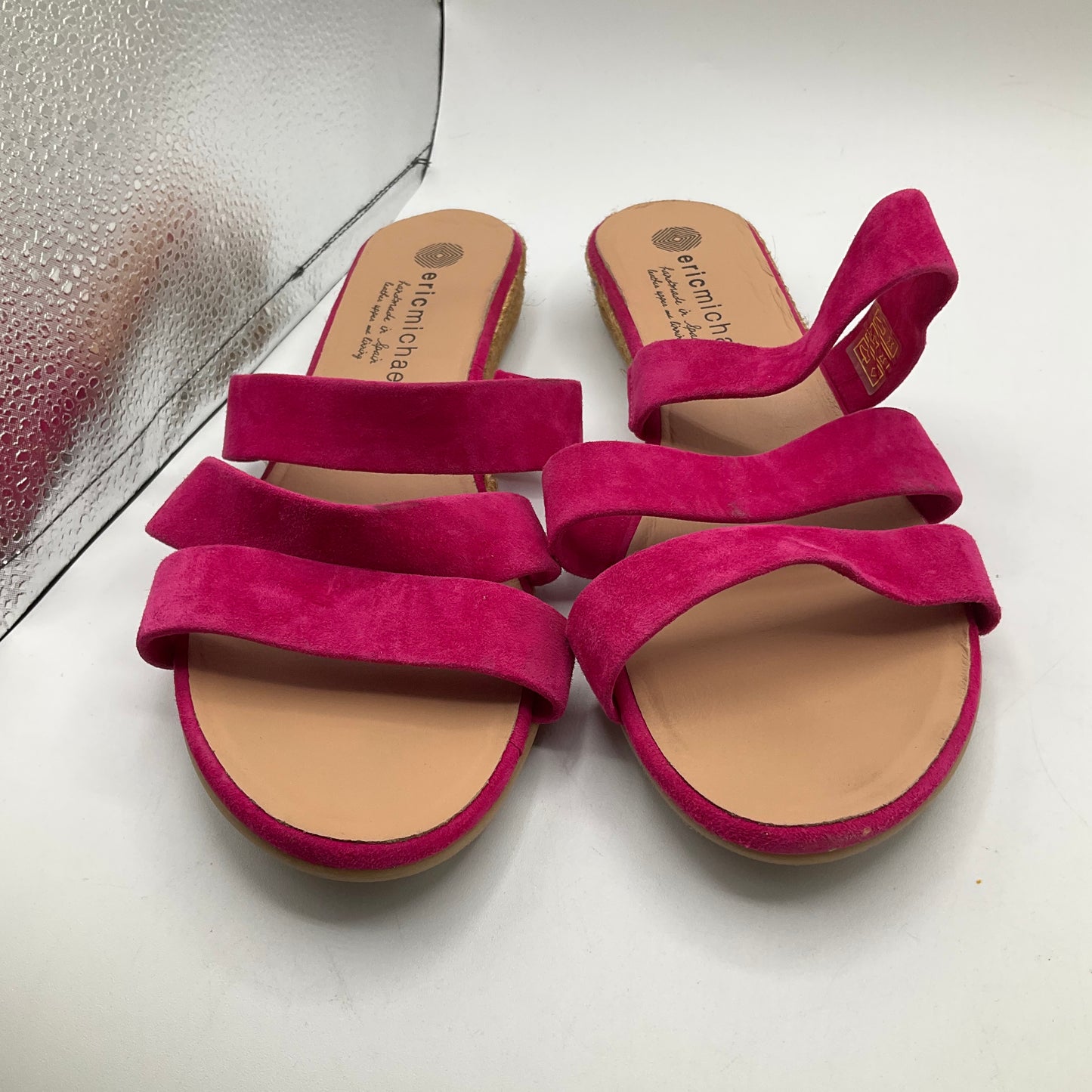 Pink Sandals Flats Eric Michael London, Size 11