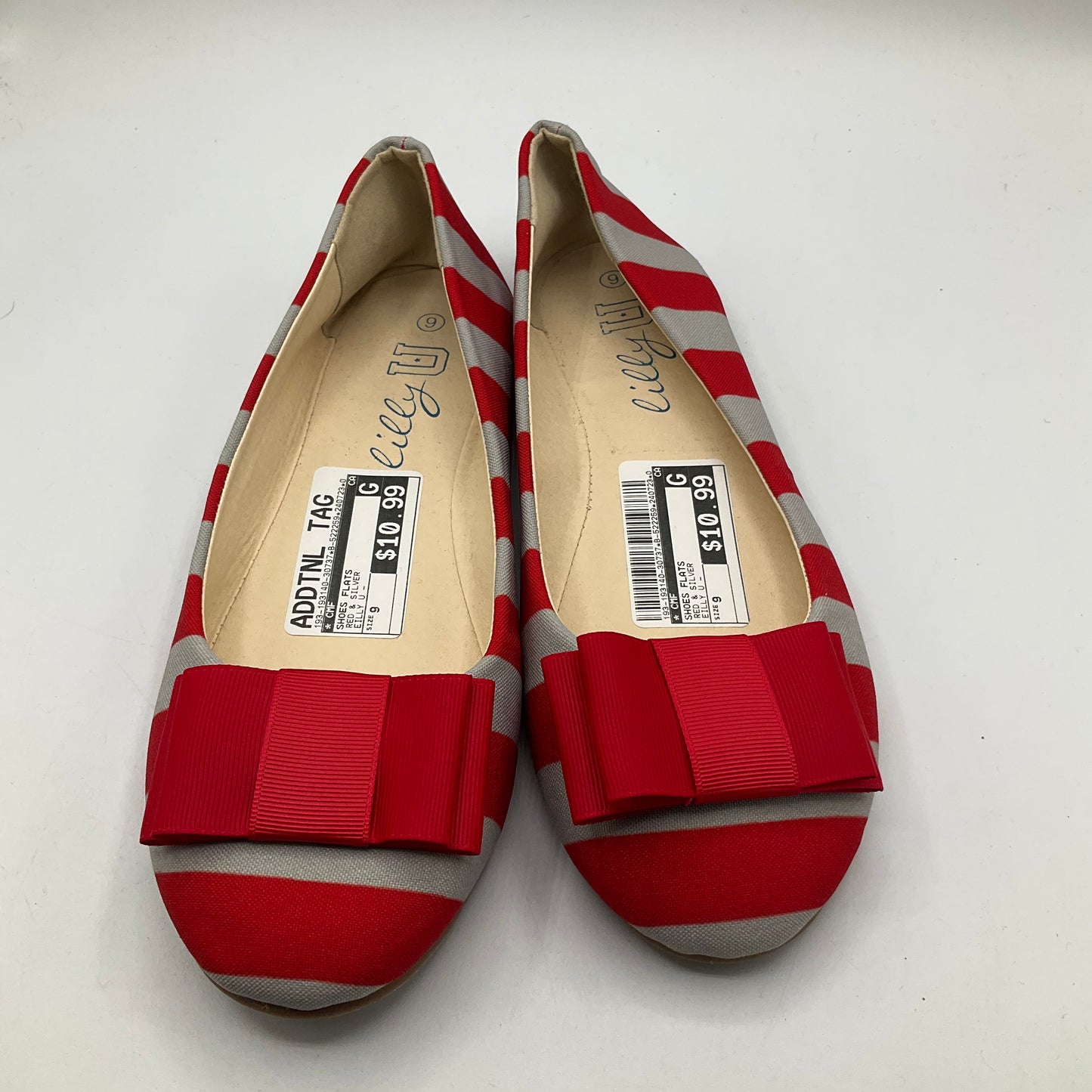 Red & Silver Shoes Flats Cmf, Size 9