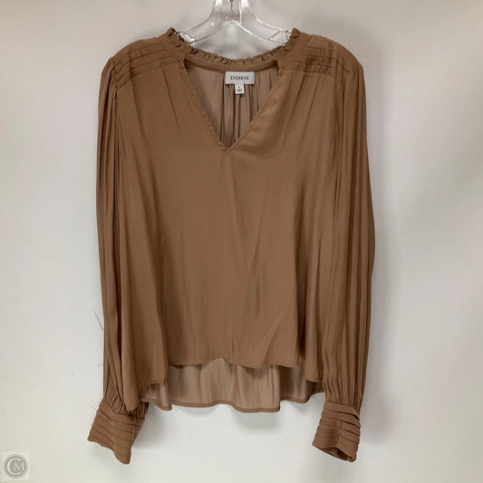 Top Long Sleeve By Evereve In Tan, Size: L