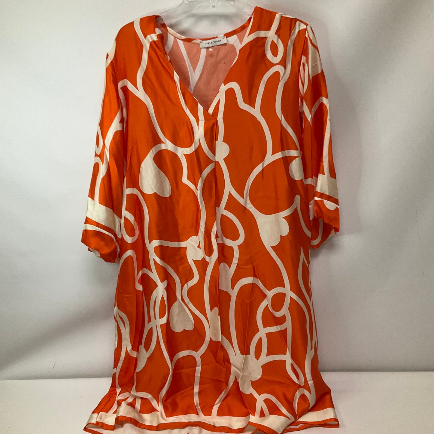 Dress Casual Midi By Cma In Orange & White, Size: L