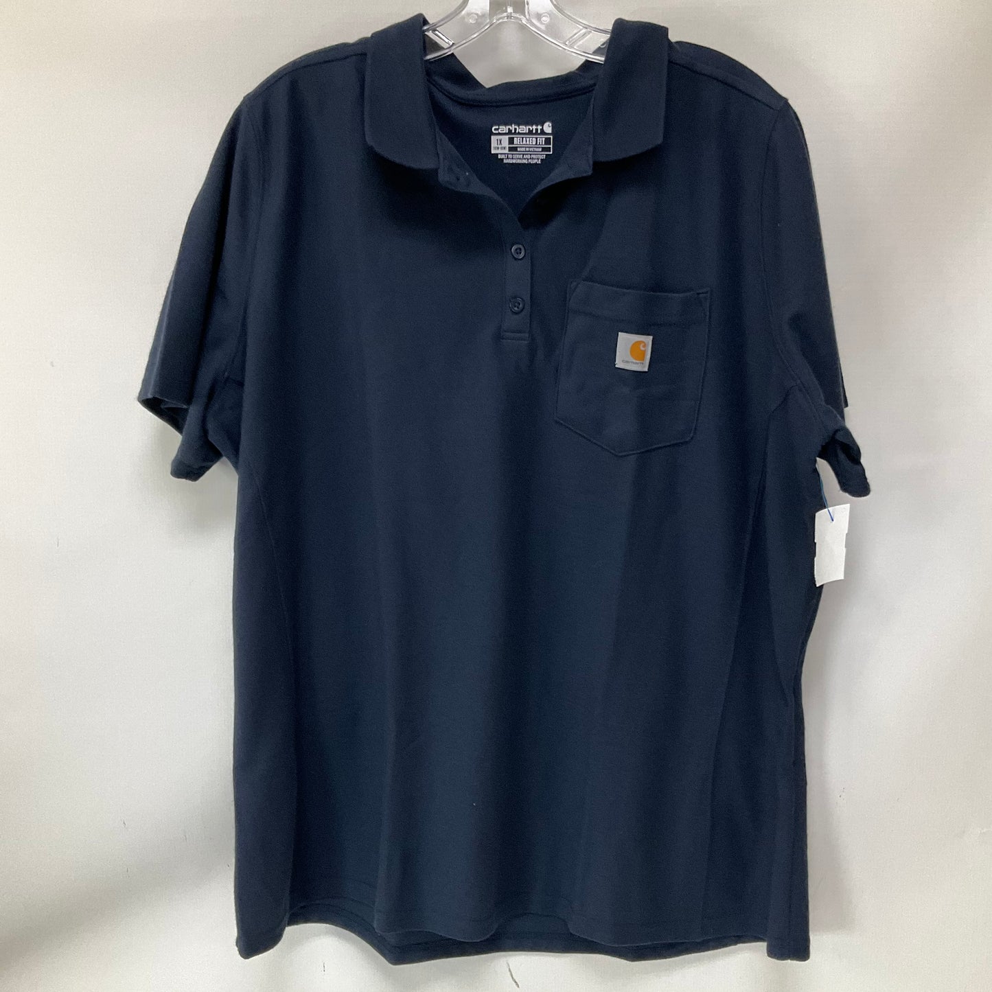 Top Short Sleeve By Carhartt In Navy, Size: 1x