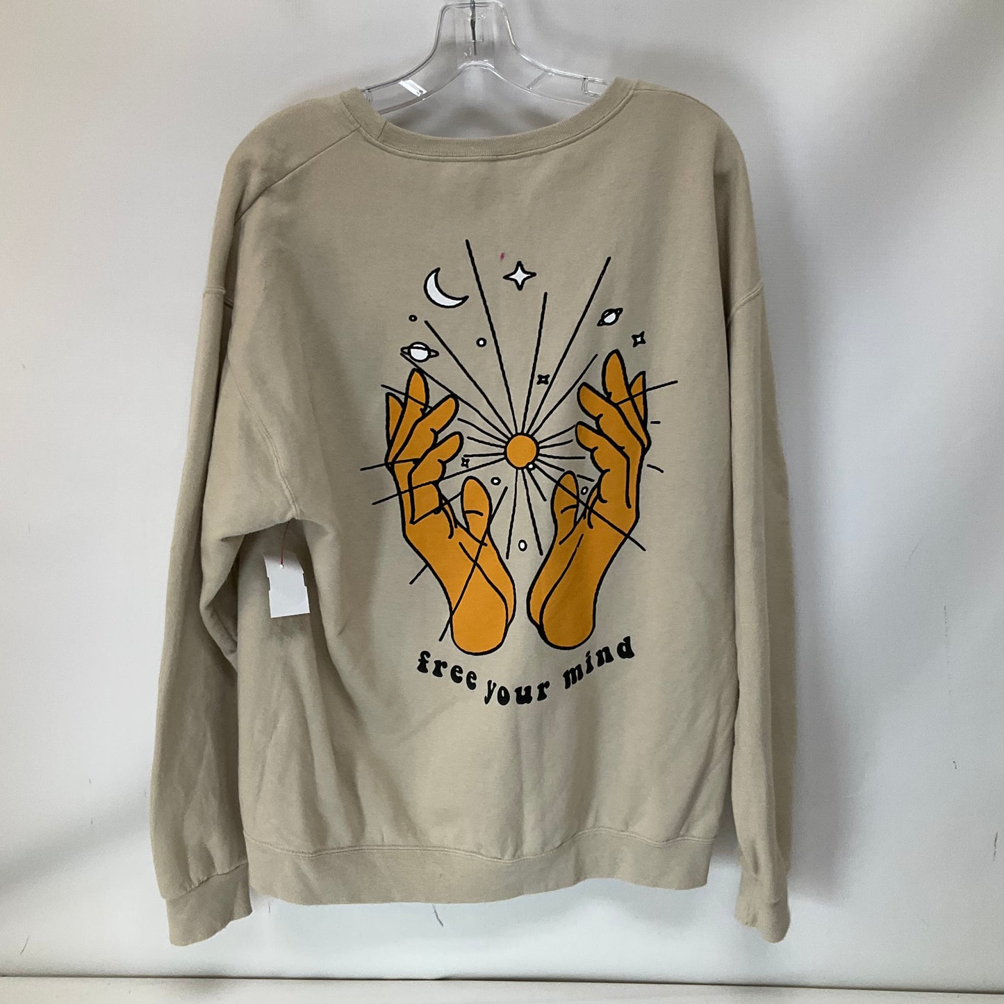 Sweatshirt Crewneck By Clothes Mentor In Beige, Size: L