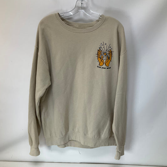 Sweatshirt Crewneck By Clothes Mentor In Beige, Size: L