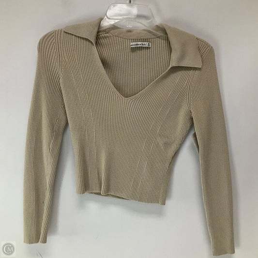 Top Long Sleeve By Abercrombie And Fitch In Beige, Size: M