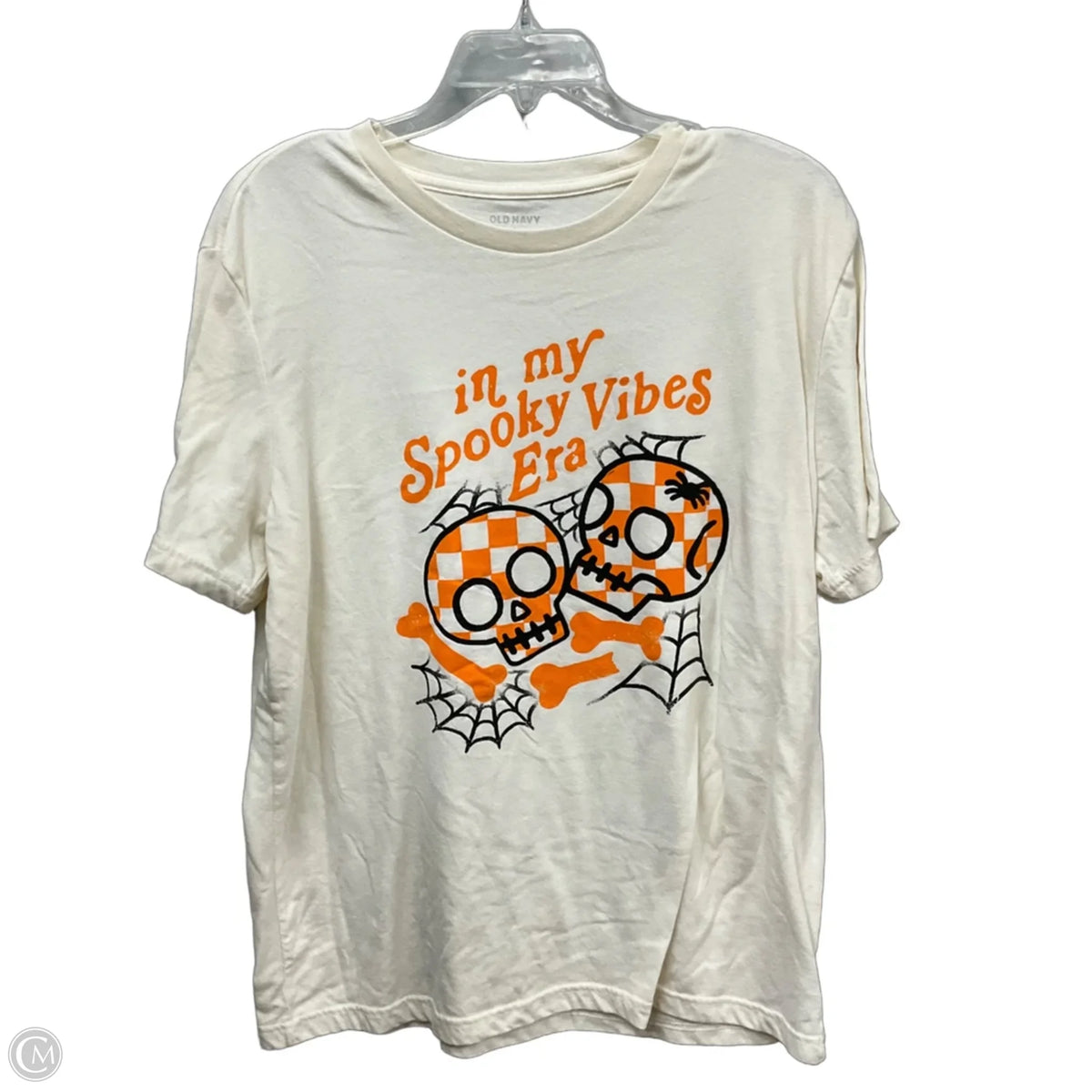 Top Short Sleeve Basic By Old Navy In Cream & Orange, Size: L