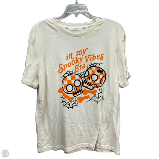 Top Short Sleeve Basic By Old Navy In Cream & Orange, Size: L