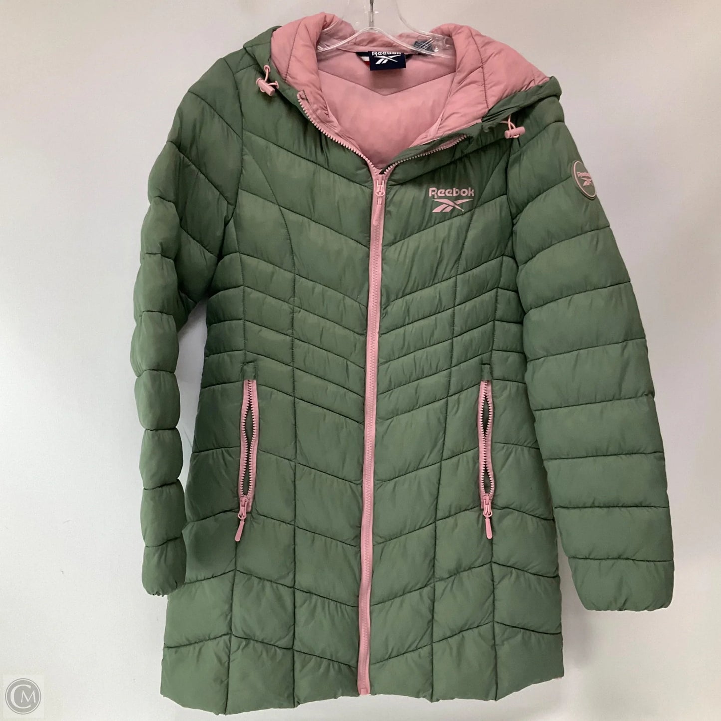 Coat Puffer & Quilted By Reebok In Green & Pink, Size: S
