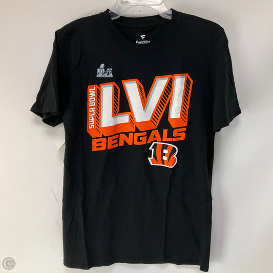 Athletic Top Short Sleeve By Fanatics In Black & Orange, Size: M