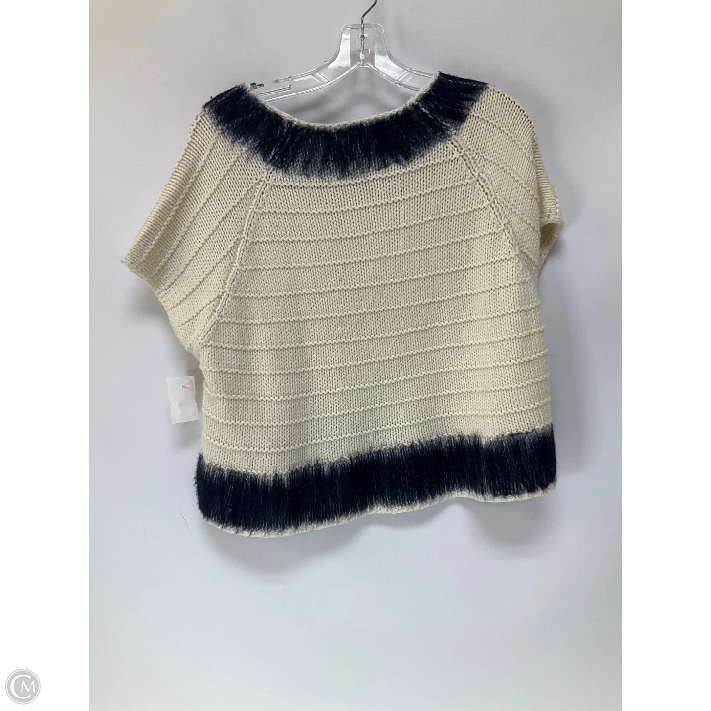 Sweater Short Sleeve By Field Flower In Blue & Cream, Size: M