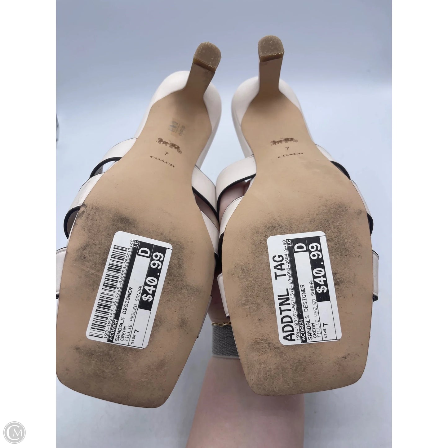 Sandals Designer By Coach In Cream, Size: 7