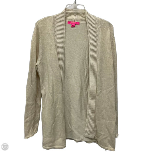 Sweater Cardigan Designer By Lilly Pulitzer In Gold, Size: L