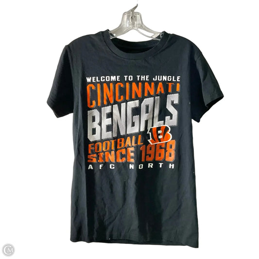 Athletic Top Short Sleeve By Nfl In Black & Orange, Size: S