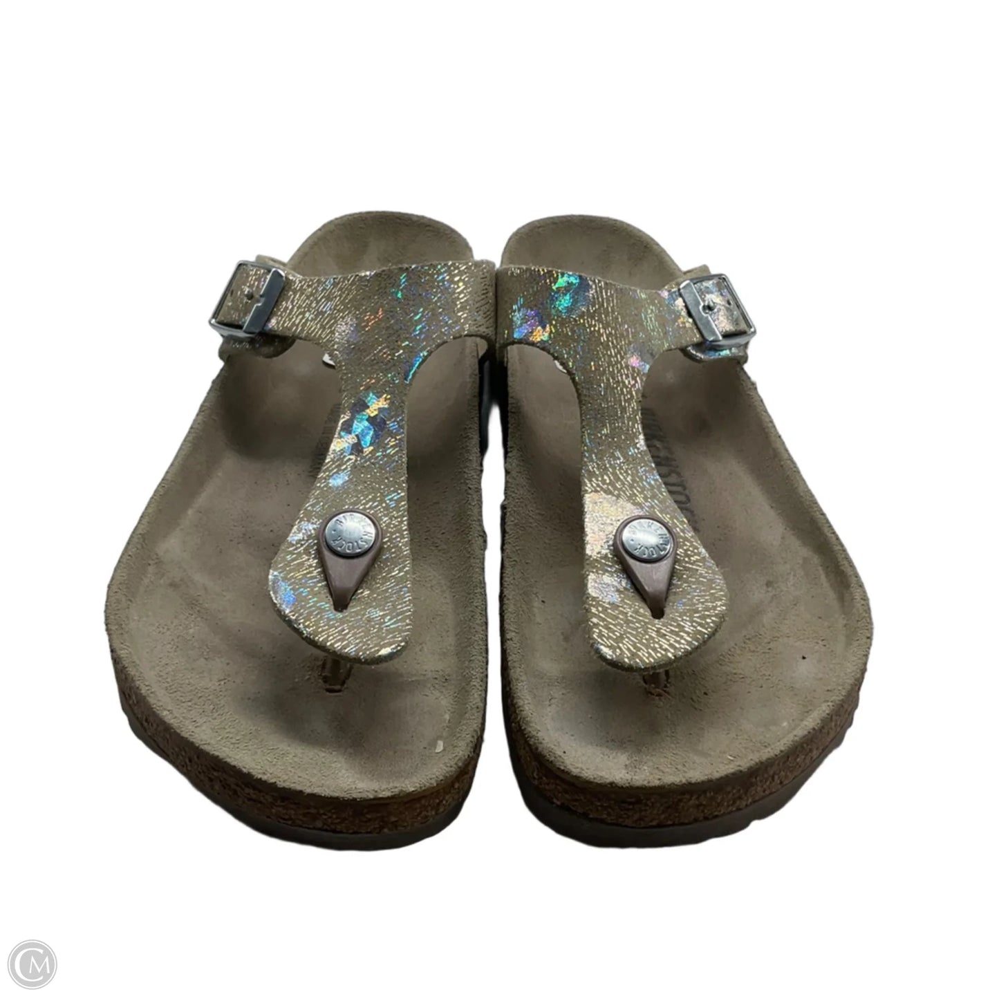 Sandals Flats By Birkenstock In Gold, Size: 6.5