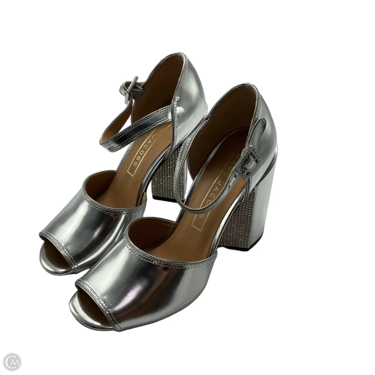 Shoes Luxury Designer By Marc Jacobs In Silver, Size: 5
