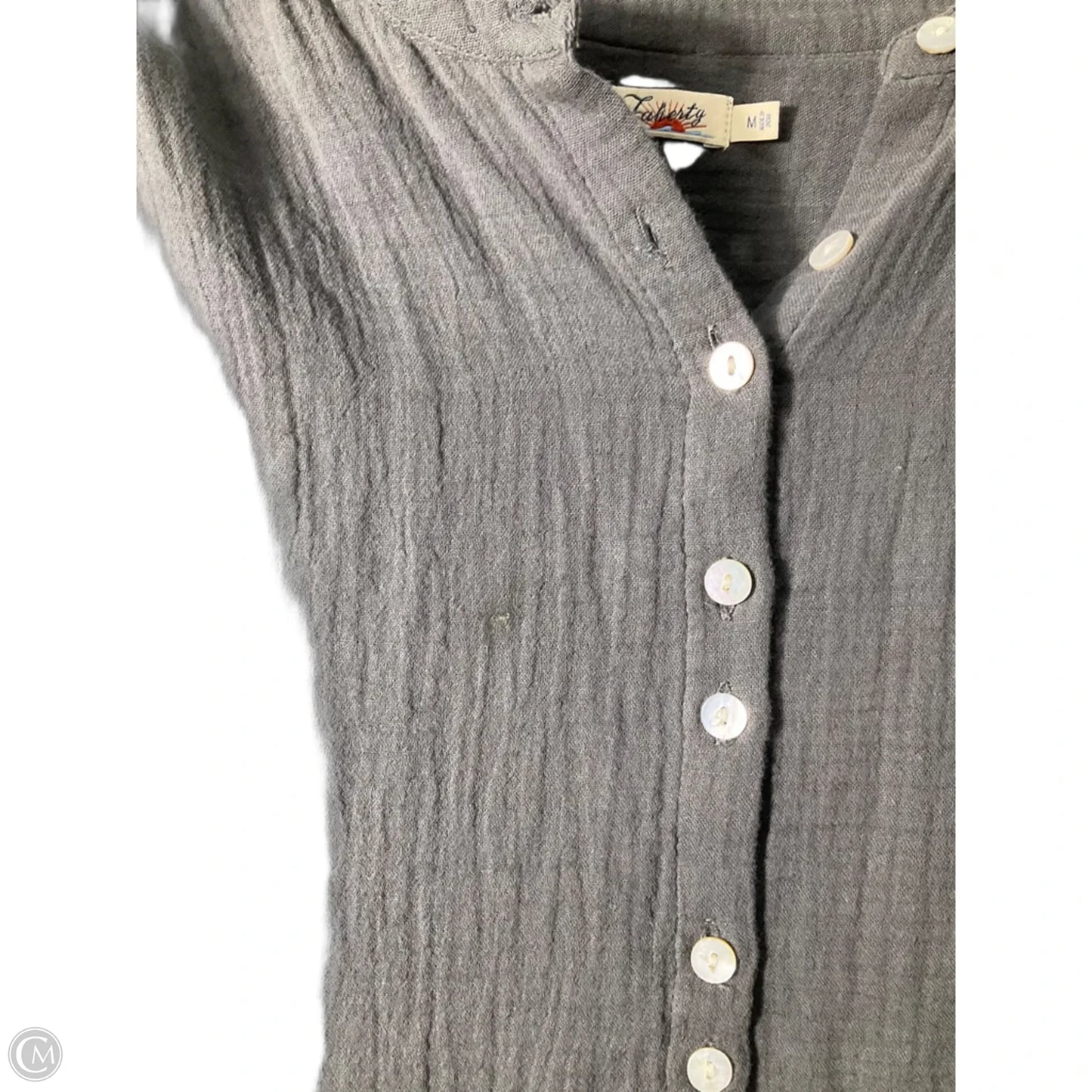 Top Long Sleeve By Faherty In Grey, Size: M