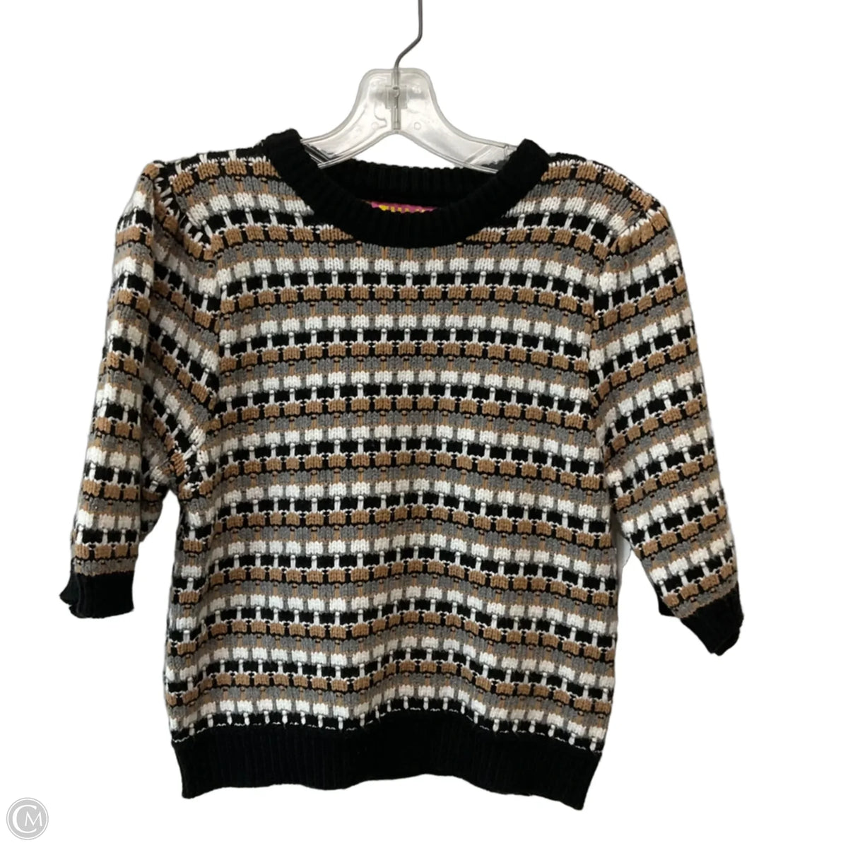 Sweater Short Sleeve By Thml In Checkered Pattern, Size: M