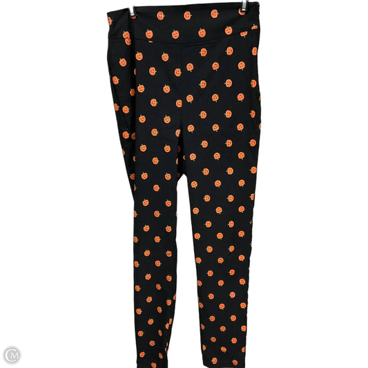 Pants Leggings By Cmf In Black & Orange, Size: L