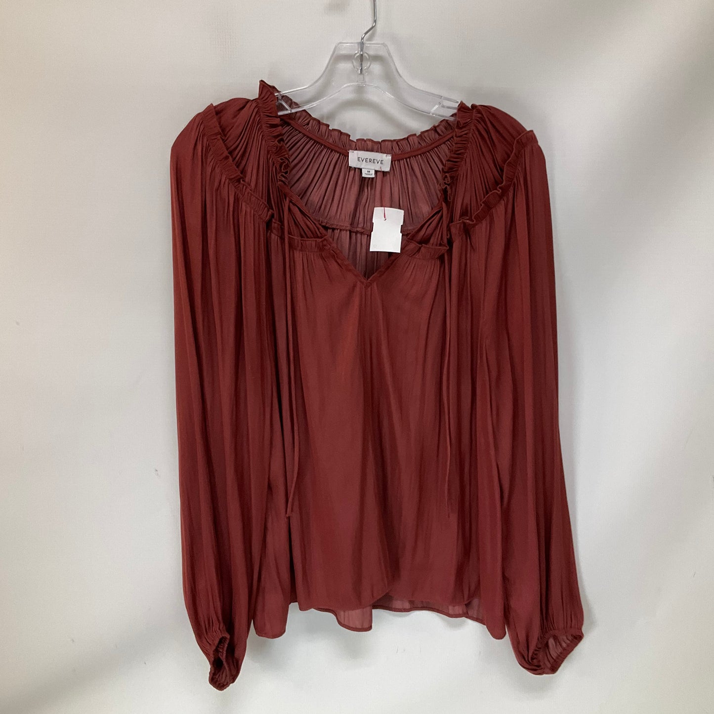 Top Long Sleeve By Evereve In Red, Size: M