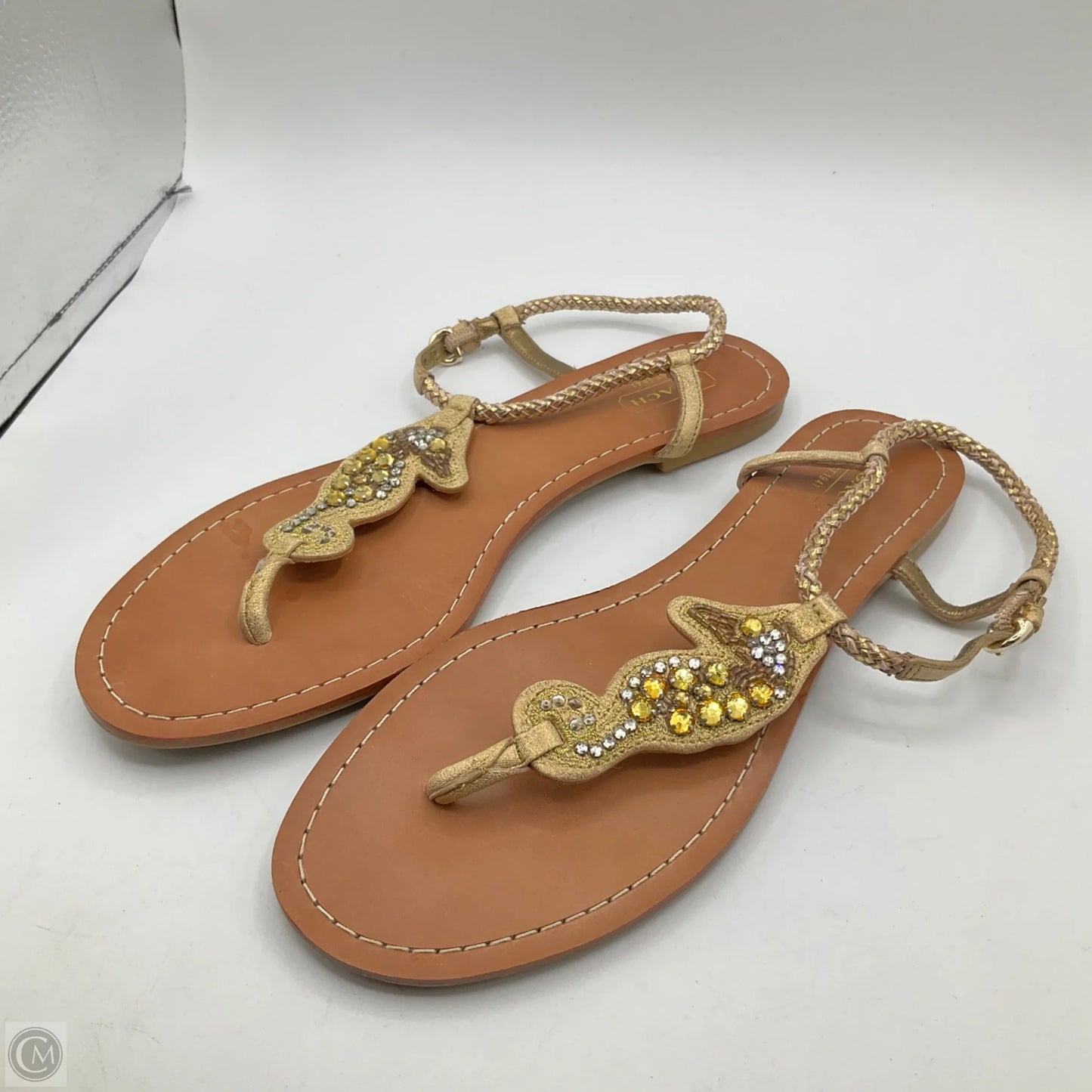 Sandals Designer By Coach In Gold, Size: 9