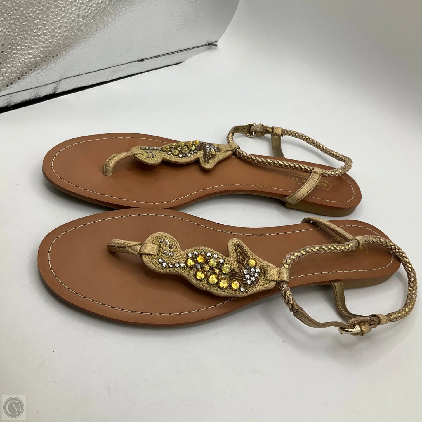 Sandals Designer By Coach In Gold, Size: 9