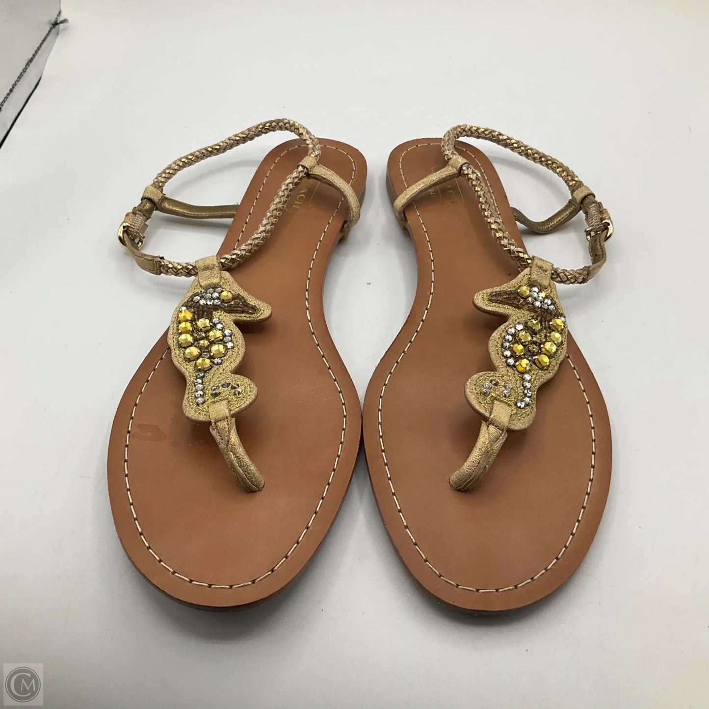 Sandals Designer By Coach In Gold, Size: 9