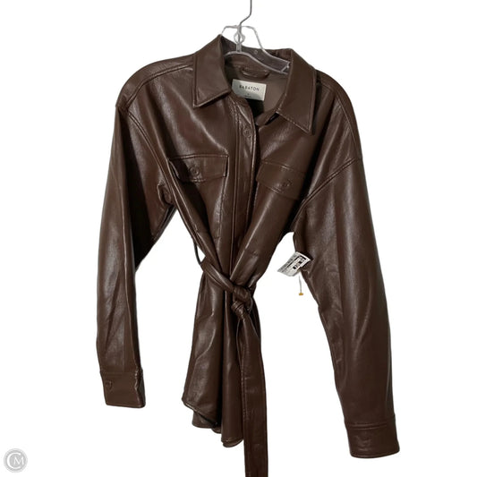 Jacket Shirt By Babaton In Brown, Size: S
