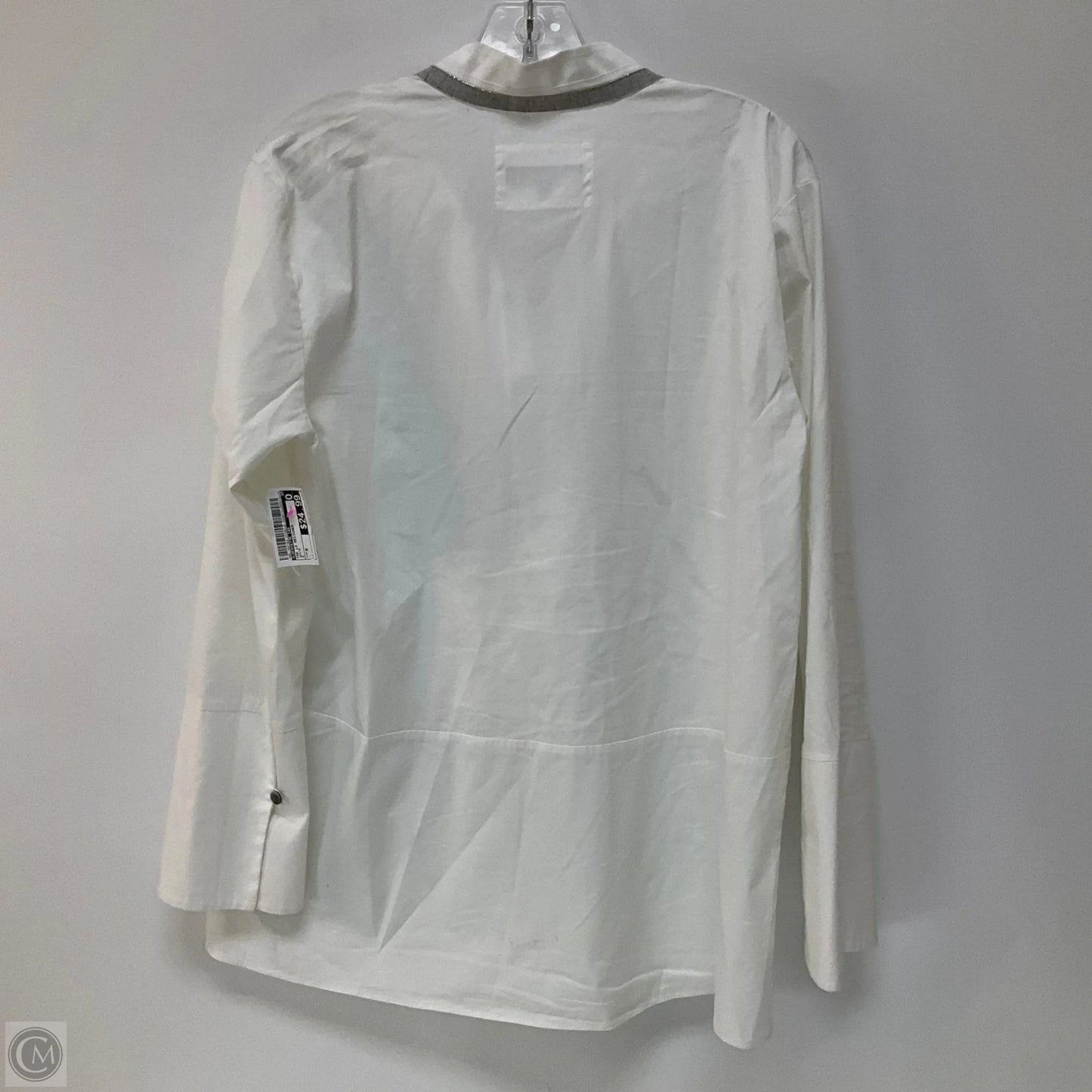 Top Long Sleeve Designer By Lafayette 148 In White, Size: M