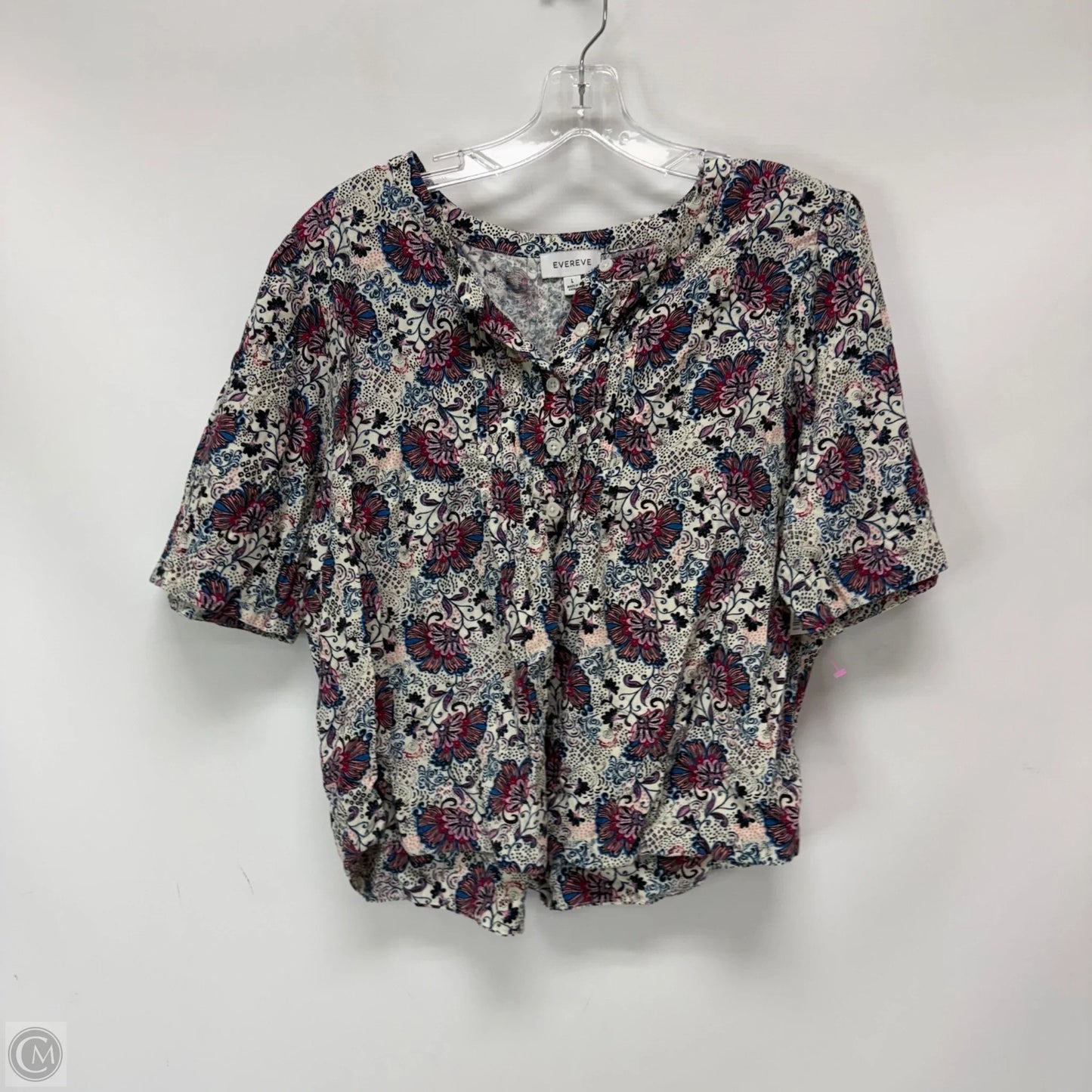 Top Short Sleeve By Evereve In Floral Print, Size: L