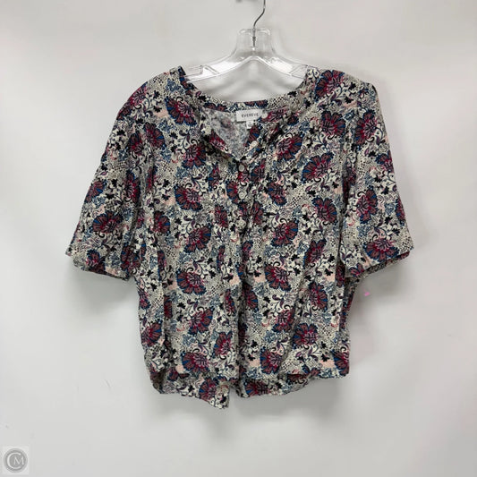 Top Short Sleeve By Evereve In Floral Print, Size: L